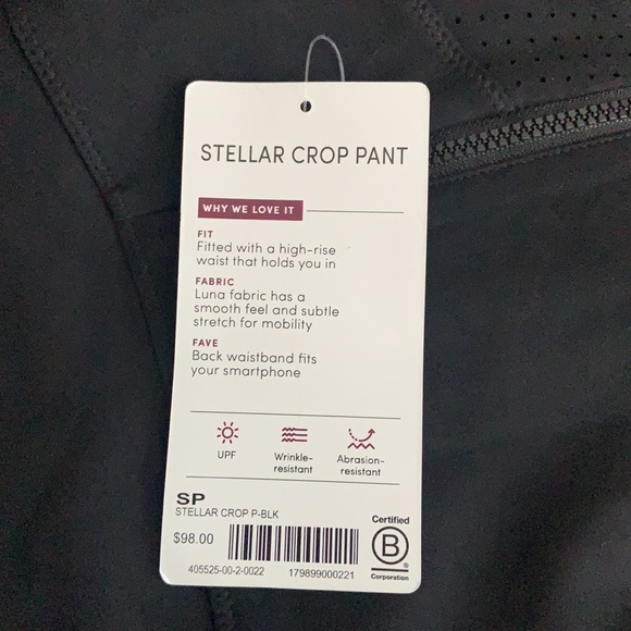 ATHLETA Stellar Crop Pant Black Perforated NWT - Picture 3 of 3